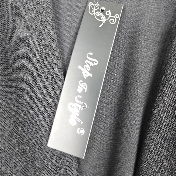 Step In Style Womens Black Wrap Cardigan Floral Embroidered Sweater One Size New - Picture 3 of 9